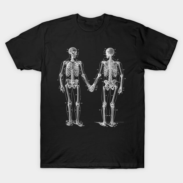 Skeletons Holding Hands T-Shirt by k8company